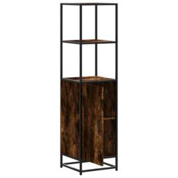 Berkfield Home Highboard Smoked Oak 35.5x35x139 cm Engineered Wood & Metal in Brown - thumbnail 5