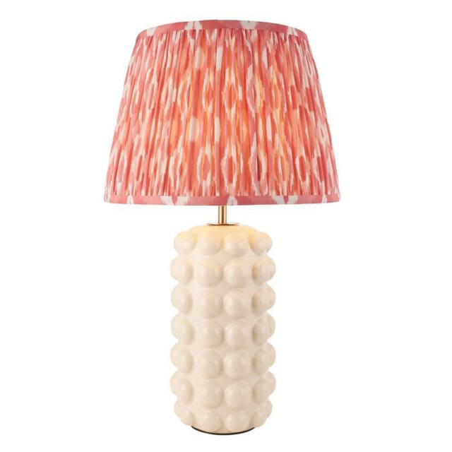 Netlighting Bobble White Table Lamp Pink Fabric Ikat Shade 35cm B22 - image 1