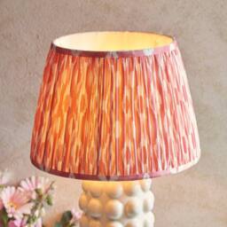 Netlighting Bobble White Table Lamp Pink Fabric Ikat Shade 35cm B22 - thumbnail 3