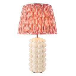 Netlighting Bobble White Table Lamp Pink Fabric Ikat Shade 35cm B22 - thumbnail 1
