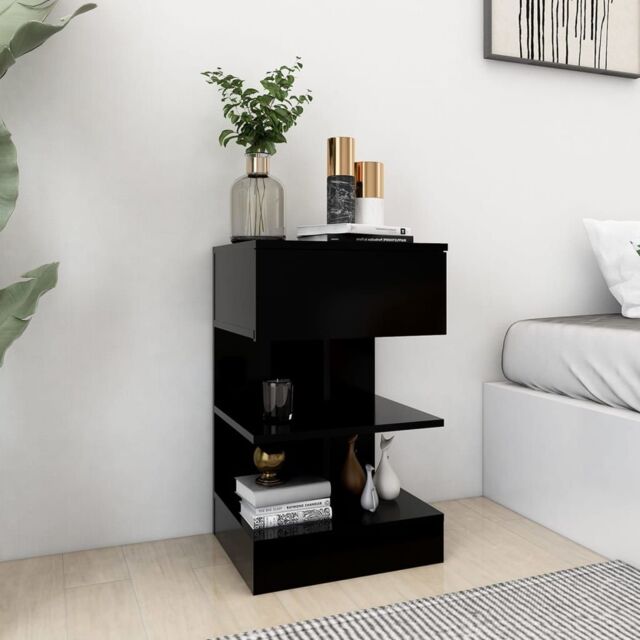 Berkfield Home Bedside Cabinet Black 40x35x65 cm Engineered Wood - Size: 40 x 35 x 65 cm - image 1