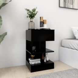 Berkfield Home Bedside Cabinet Black 40x35x65 cm Engineered Wood - Size: 40 x 35 x 65 cm - thumbnail 1