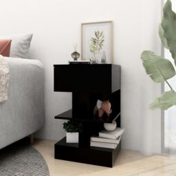 Berkfield Home Bedside Cabinet Black 40x35x65 cm Engineered Wood - Size: 40 x 35 x 65 cm - thumbnail 3