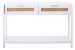 Orsina Rustic White Wood Console Table, Ample Space Hallway Table, Eaisly Maintained Console Table With Drawers - thumbnail 5