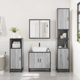 Berkfield Home Bathroom Sink Cabinet Grey Sonoma 65x33x60 cm Engineered Wood - Size: 65 x 33 x 60 cm - thumbnail 3