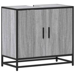 Berkfield Home Bathroom Sink Cabinet Grey Sonoma 65x33x60 cm Engineered Wood - Size: 65 x 33 x 60 cm - thumbnail 2