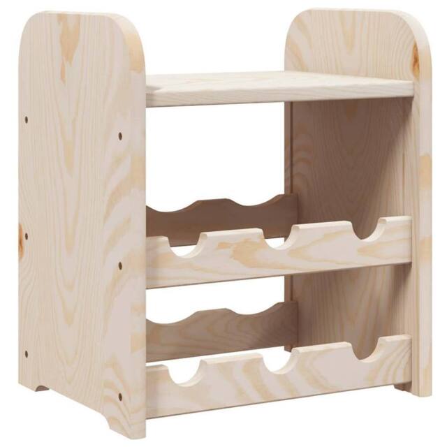 Berkfield Home Wine Rack with Top Board 33x25x37 cm Solid Wood Pine in Light Tan - Size: 33 x 25 x 37 cm - image 1