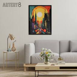 "Artery8 Wall Street New York Cityscape Sunrise Framed Canvas Wall Art Print - Size: W12"" x H16""" - thumbnail 3