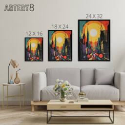 "Artery8 Wall Street New York Cityscape Sunrise Framed Canvas Wall Art Print - Size: W12"" x H16""" - thumbnail 4