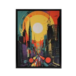 "Artery8 Wall Street New York Cityscape Sunrise Framed Canvas Wall Art Print - Size: W12"" x H16""" - thumbnail 1