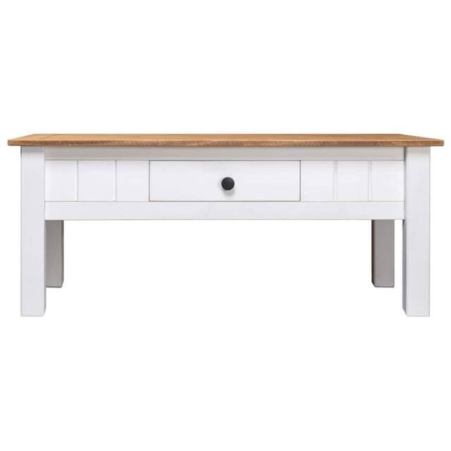 Berkfield Home Coffee Table White 100x60x45 cm Solid Pine Wood Panama Range - Size: 100 x 60 x 45 cm - image 1
