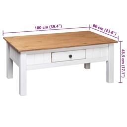 Berkfield Home Coffee Table White 100x60x45 cm Solid Pine Wood Panama Range - Size: 100 x 60 x 45 cm - thumbnail 9