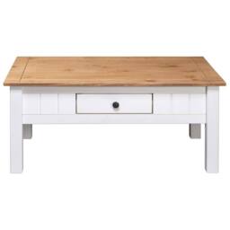 Berkfield Home Coffee Table White 100x60x45 cm Solid Pine Wood Panama Range - Size: 100 x 60 x 45 cm - thumbnail 5