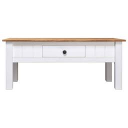 Berkfield Home Coffee Table White 100x60x45 cm Solid Pine Wood Panama Range - Size: 100 x 60 x 45 cm - thumbnail 1