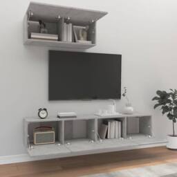 Berkfield Home 3 Piece TV Cabinet Set Concrete Grey Engineered Wood - thumbnail 3