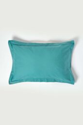 Homescapes Egyptian Cotton Oxford Pillowcase 200 TC, Standard Size in Teal - thumbnail 1