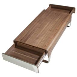 Angel Cerda Rectangular Walnut Coffee Table with Chrome-Plated in Brown - thumbnail 5