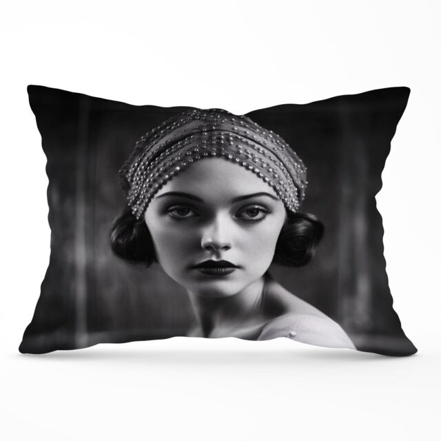 Warren Reed - Designer Edwardian Ballerina Portrait Cushions in Black - Size: 33 cm x 48 cm - image 1