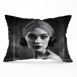 Warren Reed - Designer Edwardian Ballerina Portrait Cushions in Black - Size: 33 cm x 48 cm - thumbnail 1