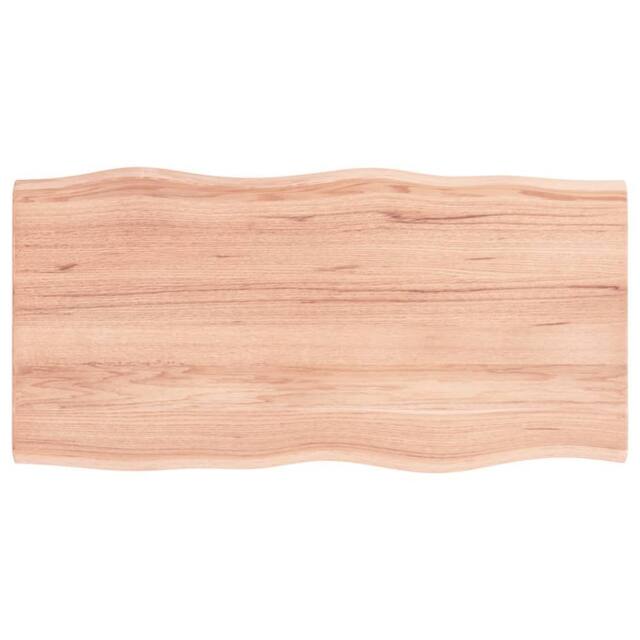 Berkfield Home Table Top Light Brown 100x50x2 cm Treated Solid Wood Oak Live Edge - Size: 100 x 50 x 2 cm - image 1