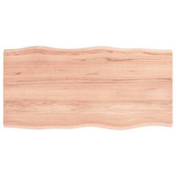 Berkfield Home Table Top Light Brown 100x50x2 cm Treated Solid Wood Oak Live Edge - Size: 100 x 50 x 2 cm - thumbnail 1