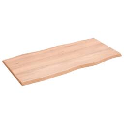 Berkfield Home Table Top Light Brown 100x50x2 cm Treated Solid Wood Oak Live Edge - Size: 100 x 50 x 2 cm - thumbnail 2