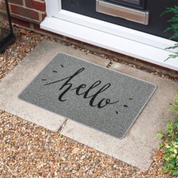 Nicoman Spaghetti Novelty UV Print Door Mat Grey 75 x 45cm - Hello - Size: 44 cm x 70 cm - thumbnail 2