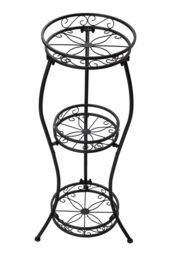 Living and Home 3-Tier Iron Plant Stand Display Shelf Flower Rack Holder in Black - thumbnail 6