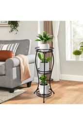 Living and Home 3-Tier Iron Plant Stand Display Shelf Flower Rack Holder in Black - thumbnail 8