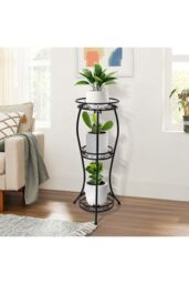 Living and Home 3-Tier Iron Plant Stand Display Shelf Flower Rack Holder in Black - thumbnail 7