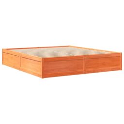 Berkfield Home Bed Frame without Mattress Wax Brown 180x200 cm Super King Solid Wood Pine - thumbnail 3