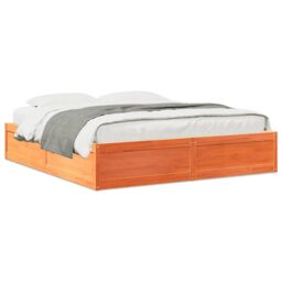 Berkfield Home Bed Frame without Mattress Wax Brown 180x200 cm Super King Solid Wood Pine - thumbnail 2