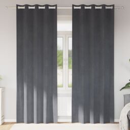 Berkfield Home Blackout Curtains with Eyelets 2 pcs Super Light Grey Velvet - thumbnail 1