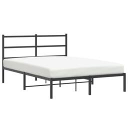 Berkfield Home Metal Bed Frame without Mattress with Headboard Black 140x200cm - Size: 140x200 cm - thumbnail 3