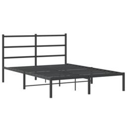 Berkfield Home Metal Bed Frame without Mattress with Headboard Black 140x200cm - Size: 140x200 cm - thumbnail 1
