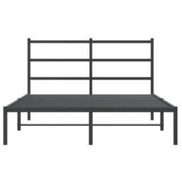 Berkfield Home Metal Bed Frame without Mattress with Headboard Black 140x200cm - Size: 140x200 cm - thumbnail 5