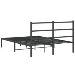 Berkfield Home Metal Bed Frame without Mattress with Headboard Black 140x200cm - Size: 140x200 cm - thumbnail 7