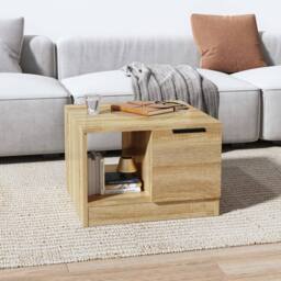 Berkfield Home Decorative Coffee Table Sonoma Oak 50x50x36 cm Engineered Wood in Light Brown - Size: 50 x 50 x 36 cm - thumbnail 2