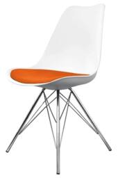 Fusion Living Soho Plastic Dining Chair with Chrome Metal Legs in Orange - thumbnail 2