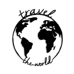 Decortie Modern Metal Wall Art 'Travel the World' Home Ornament Decorative Minimalist Design in Black - thumbnail 2