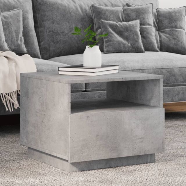 Berkfield Home Coffee Table with LED Lights Concrete Grey 50x49x40 cm - Size: 50 x 49 x 40 cm - image 1