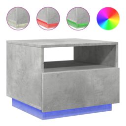 Berkfield Home Coffee Table with LED Lights Concrete Grey 50x49x40 cm - Size: 50 x 49 x 40 cm - thumbnail 2