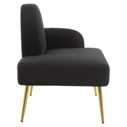 Orsina Comfortable Left Arm Grey Chaise Lounge, Contemporary Chaise Couch, Elegant Grey Upholstered Lounge Sofa in Black - thumbnail 3