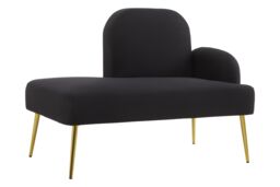 Orsina Comfortable Left Arm Grey Chaise Lounge, Contemporary Chaise Couch, Elegant Grey Upholstered Lounge Sofa in Black - thumbnail 2