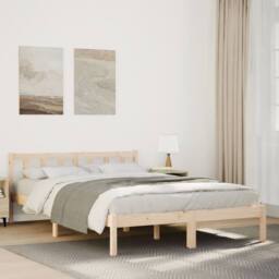 Berkfield Home Extra Long Bed Frame without Mattress 160x220 cm Solid Wood Pine in Light Brown - thumbnail 2