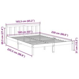 Berkfield Home Extra Long Bed Frame without Mattress 160x220 cm Solid Wood Pine in Light Brown - thumbnail 9