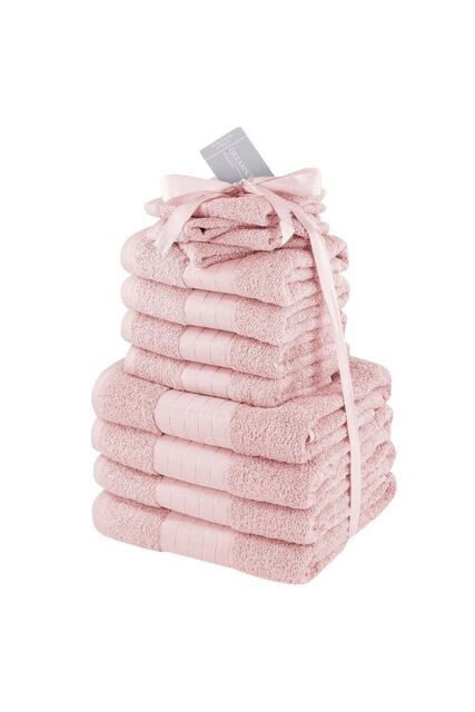 Dreamscene Luxury 100% Cotton 12 Piece Bathroom Towel Bale Set in Light Pink
