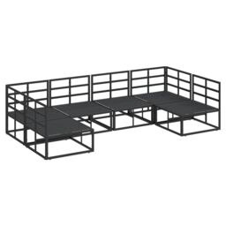 Berkfield Home Garden Sofa Set with Cushion with Pillow 6 pcs Black Aluminium - thumbnail 7