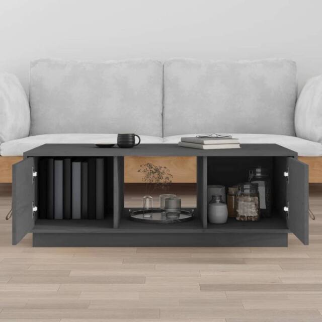 Berkfield Home Beautiful Coffee Table Grey 100x50x35 cm Solid Wood Pine - Size: 100 x 50 x 35 cm - image 1