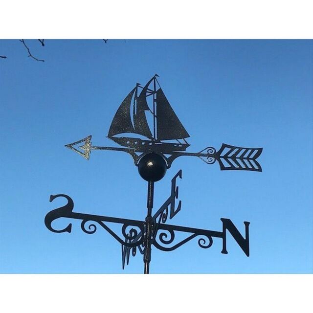 Poppyforge Sailing Boat Weathervane - Steel - W65 x H88 cm - Powder Coated Black - image 1